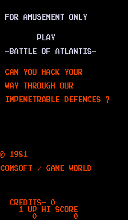 Battle of Atlantis (set 1) Title Screen
