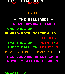 The Billiards (Video Hustler bootleg) Title Screen