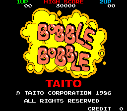 Bobble Bobble (bootleg of Bubble Bobble) Title Screen