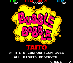 Bubble Bobble (bootleg with 68705) Title Screen