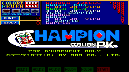 Champion Italian PK (bootleg, blue board) Title Screen