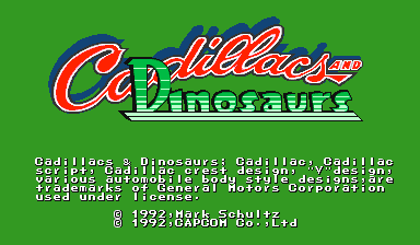 Cadillacs and Dinosaurs (World 930201) Title Screen