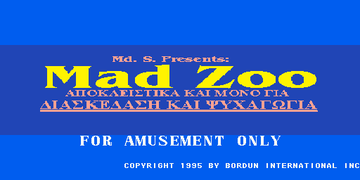 Mad Zoo (version U450C) Title Screen