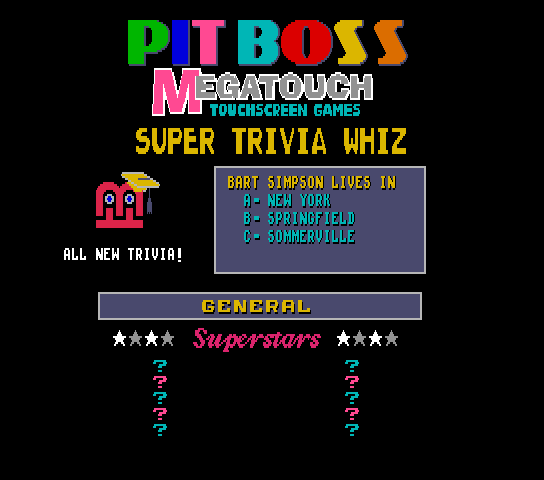 Pit Boss Megatouch II (9255-10-06 ROG, California version) Title Screen