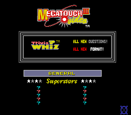 Megatouch III (9255-20-07 ROG, New Jersey version) Title Screen