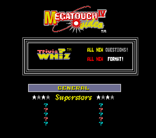 Megatouch IV (9255-40-01 ROB, Standard version) Title Screen