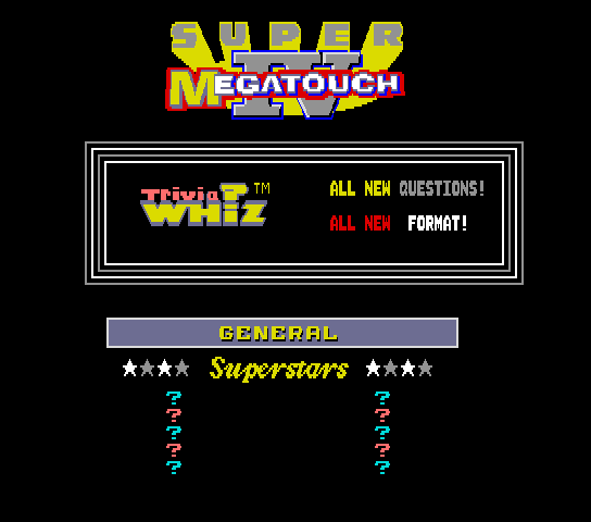 Super Megatouch IV (9255-41-01 ROG, Standard version) Title Screen