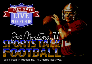 Joe Montana II: Sports Talk Football (Mega-Tech) Title Screen