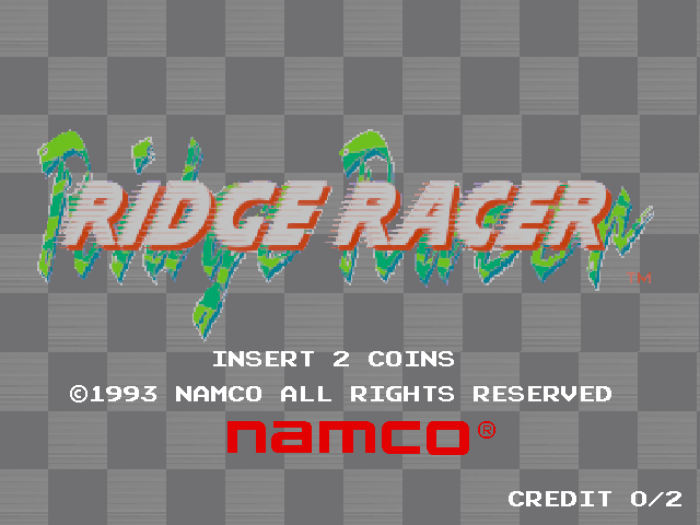 Ridge Racer (Rev. RR2, World) Title Screen