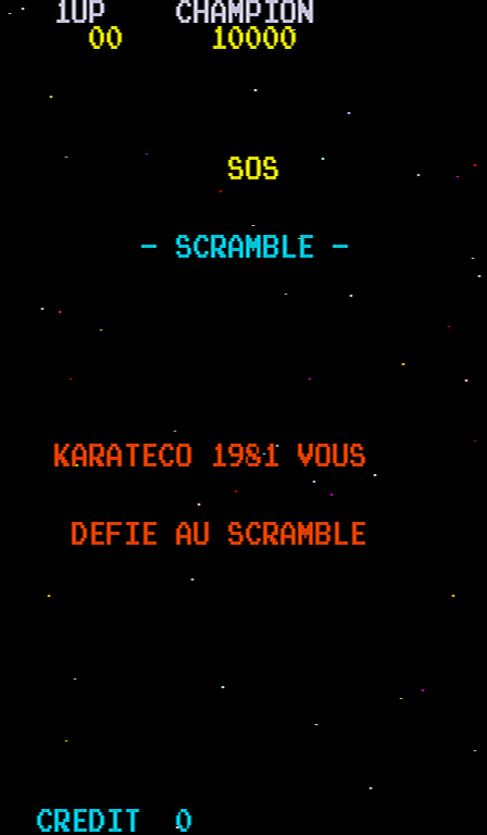 Scramble (Karateco, French bootleg) Title Screen