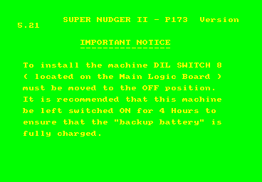 Super Nudger II - P173 (Version 5.21) Title Screen