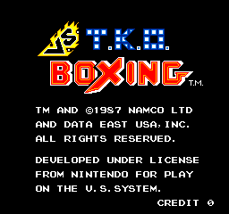 Vs. T.K.O. Boxing Title Screen
