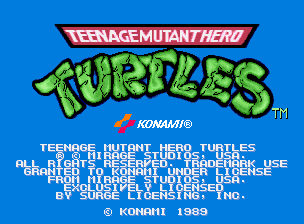 Teenage Mutant Hero Turtles (UK 2 Players, version ?) Title Screen