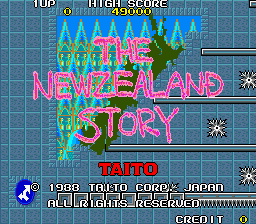 The NewZealand Story (World, prototype) (older PCB) Title Screen