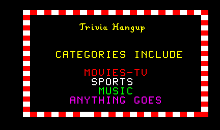 Trivia Hangup (question set 1) Title Screen
