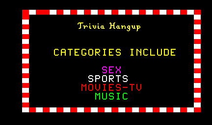 Trivia Hangup (question set 2) Title Screen