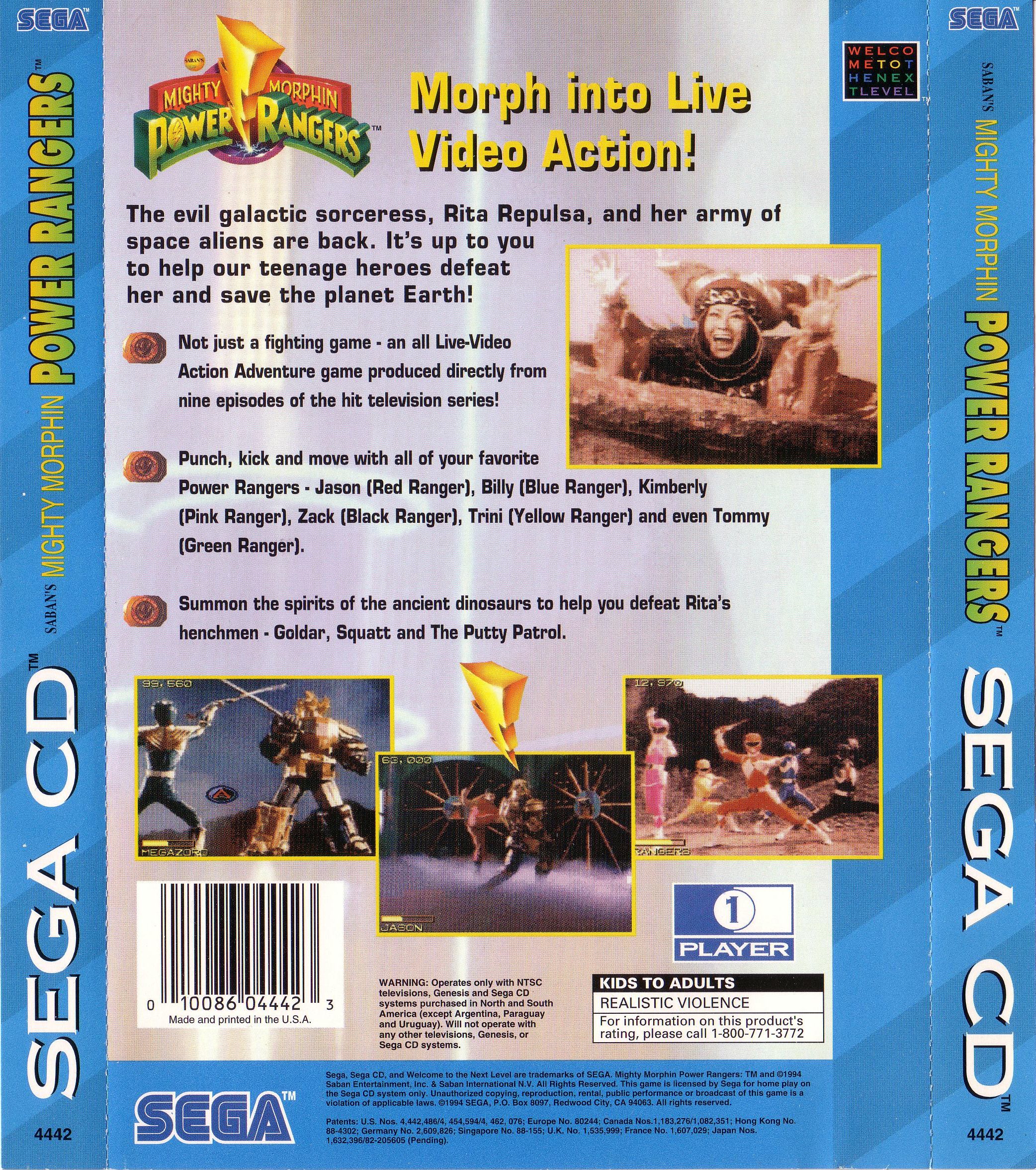 mighty morphin power rangers sega cd rom