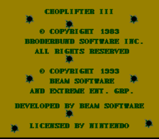 Screenshot Thumbnail / Media File 1 for Choplifter III - Rescue Survive (USA) (Beta)