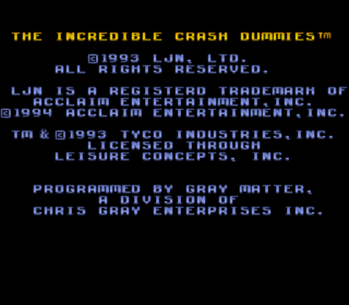 Screenshot Thumbnail / Media File 1 for Incredible Crash Dummies, The (Japan)