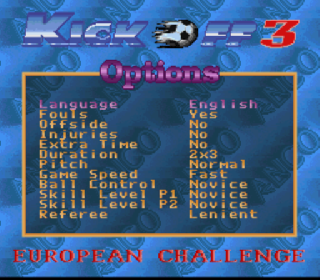 Screenshot Thumbnail / Media File 1 for Kick Off 3 - European Challenge (Europe) (En,Fr,De,Es,It)