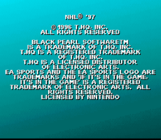 Screenshot Thumbnail / Media File 1 for NHL '97 (Europe) (Rev A)