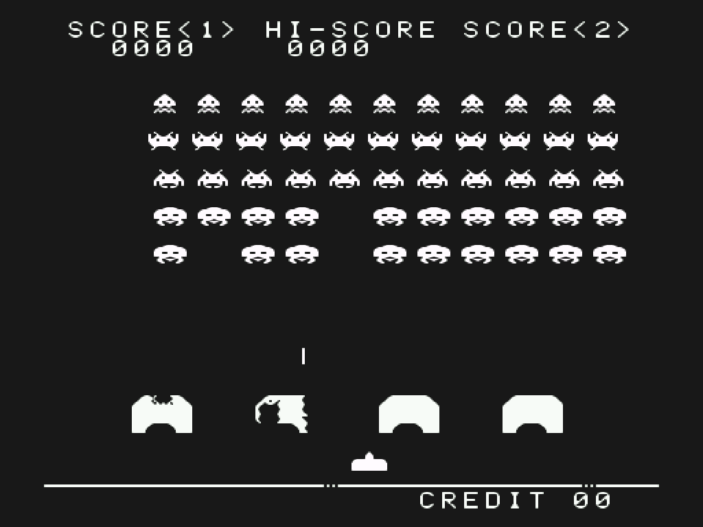 Screenshot of the original 1978 arcade edition of Space Invaders