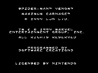Screenshot Thumbnail / Media File 1 for Spider-Man & Venom - Maximum Carnage (Europe)