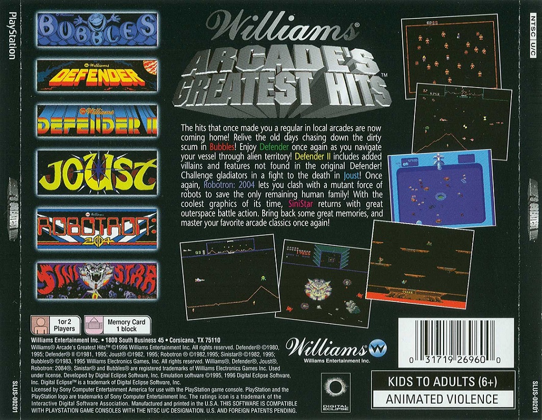 williams arcade classics ps4