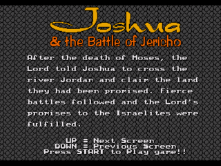 Screenshot Thumbnail / Media File 1 for Joshua & The Battle of Jericho (USA) (Unl)