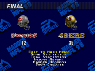 Screenshot Thumbnail / Media File 1 for Madden NFL 98 (USA)