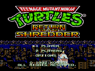 Screenshot Thumbnail / Media File 1 for Teenage Mutant Ninja Turtles - Return of the Shredder (Japan)