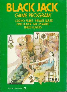 Screenshot Thumbnail / Media File 1 for Blackjack - Black Jack (Gambling) (Paddle) (1977) (Atari, Bob Whitehead - Sears) (CX2651 - 99805, 49-75602)