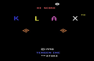 Screenshot Thumbnail / Media File 1 for Klax (1990) (Atari - Axlon, Steve DeFrisco) (CX26192) (PAL)