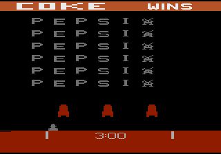 Screenshot Thumbnail / Media File 1 for Pepsi Invaders - Coke Wins (Coca-Cola, Coke & Pepsi) (1983) (Atari, Richard Maurer, Christopher H. Omarzu - Coca Cola)