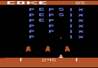 Screenshot Thumbnail / Media File 1 for Pepsi Invaders - Coke Wins (Coca-Cola, Coke & Pepsi) (1983) (Atari, Richard Maurer, Christopher H. Omarzu - Coca Cola)