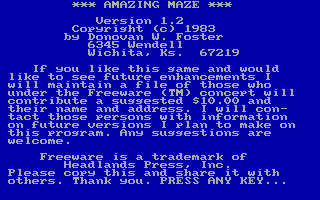 Screenshot Thumbnail / Media File 1 for Amazing Maze (1983)(Headlands Press)