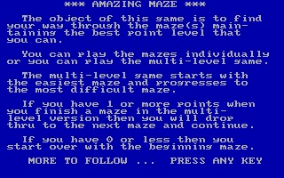 Screenshot Thumbnail / Media File 1 for Amazing Maze (1983)(Headlands Press)