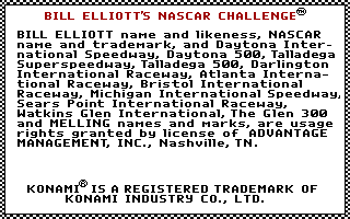 Screenshot Thumbnail / Media File 1 for Bill Elliotts Nascar Challenge (1991)(Konami)