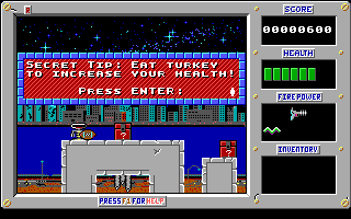 Screenshot Thumbnail / Media File 1 for Duke Nukem Episode 1 Shrapnel City (1991)(Apogee Software Ltd)