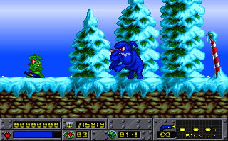 Screenshot Thumbnail / Media File 1 for Jazz Jackrabbit Special Xmas Edition (1994)(Epic Megagames)