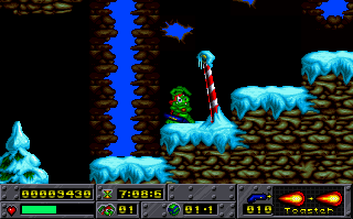 Screenshot Thumbnail / Media File 1 for Jazz Jackrabbit Special Xmas Edition (1994)(Epic Megagames)