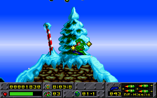 Screenshot Thumbnail / Media File 1 for Jazz Jackrabbit Special Xmas Edition (1994)(Epic Megagames)