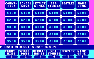 Screenshot Thumbnail / Media File 1 for Jeopardy (1987)(Sharedata Inc)