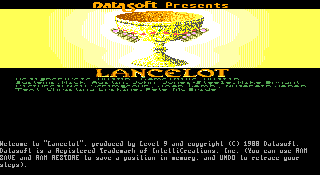 Screenshot Thumbnail / Media File 1 for Lancelot (1988)(Datasoft Inc)