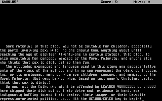 Screenshot Thumbnail / Media File 1 for Leather Goddesses Of Phobos (1986)(Infocom)