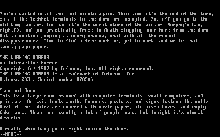 Screenshot Thumbnail / Media File 1 for Lurking Horror (1987)(Infocom)