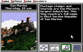 Screenshot Thumbnail / Media File 1 for Where In The World Is Carmen Sandiego Deluxe Edition (1990)(Broderbund Software Inc)