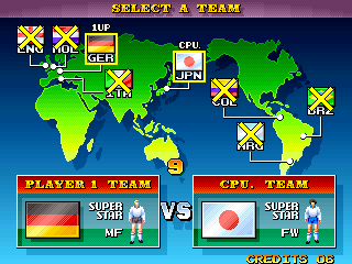 Screenshot Thumbnail / Media File 1 for Dream Soccer '94 (Japan, M92 hardware)